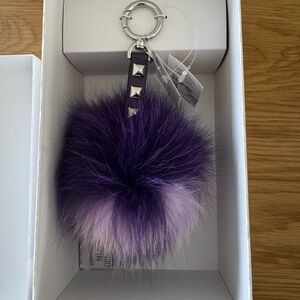 Micheal Kors Lollipop Pum Pum Purple Fur Keychain Accessory - NWT